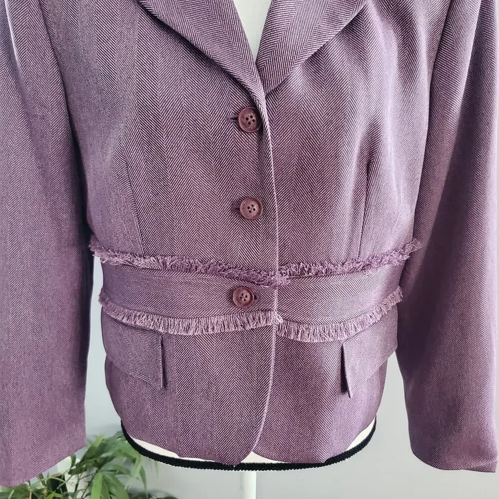 Larry Levine Classics Purple Lined Short Jacket Blazer 14